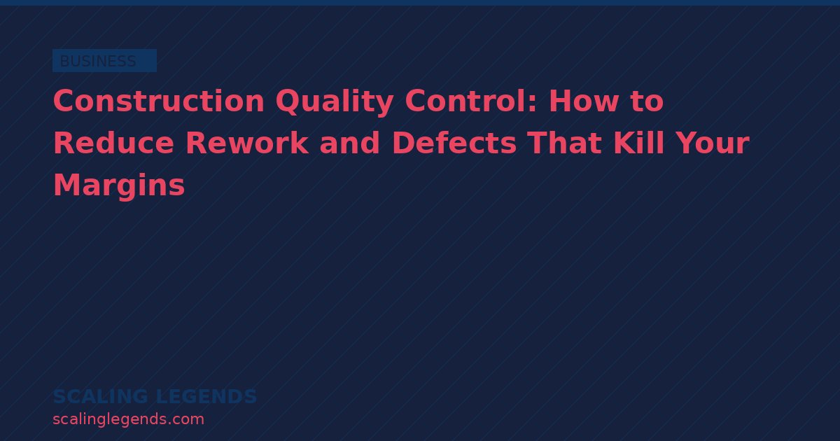 Construction Quality Control: How to Reduce Rework and Defects That Kill Your Margins