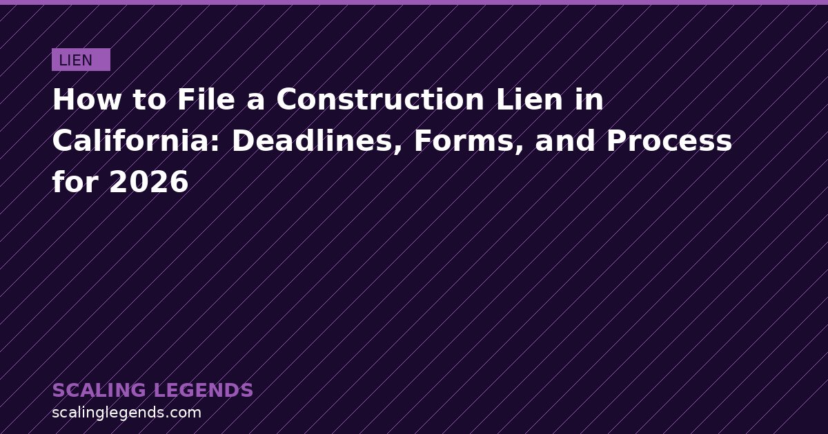How to File a Construction Lien in California: Deadlines, Forms, and Process for 2026