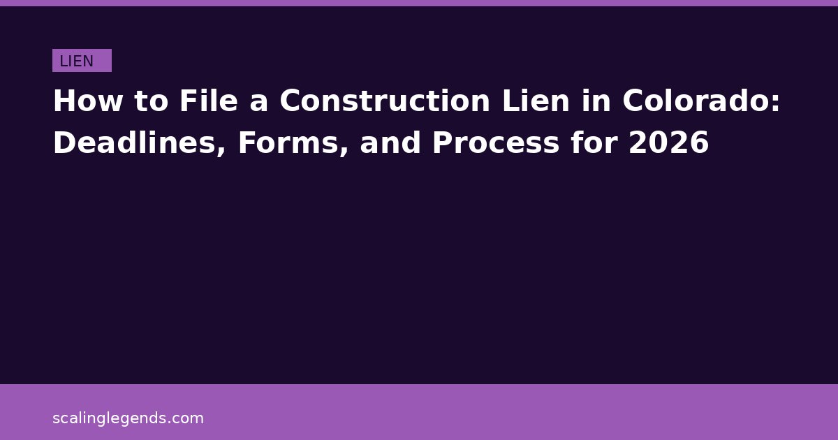 How to File a Construction Lien in Colorado: Deadlines, Forms, and Process for 2026
