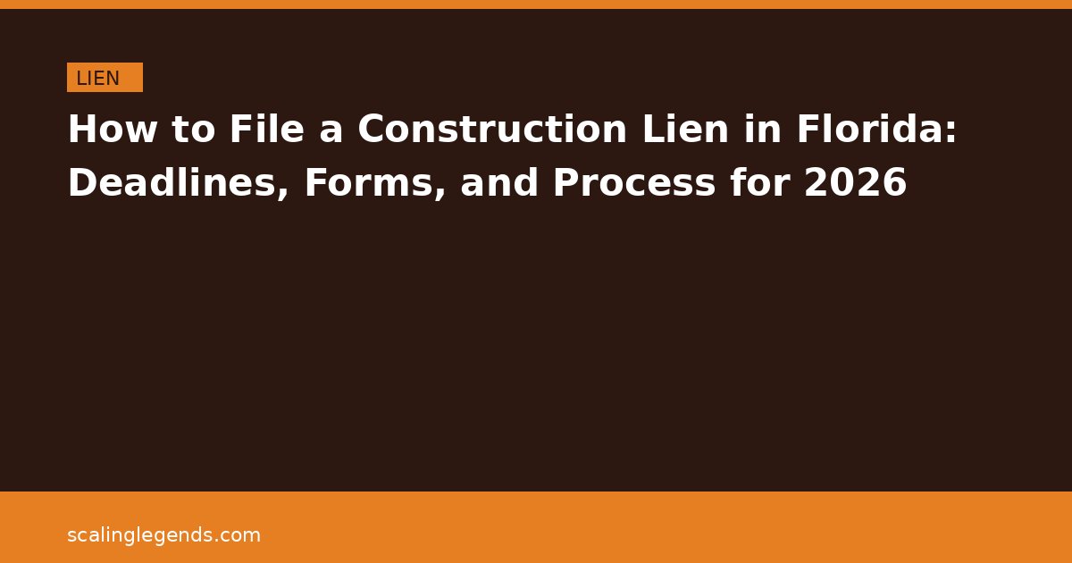 How to File a Construction Lien in Florida: Deadlines, Forms, and Process for 2026