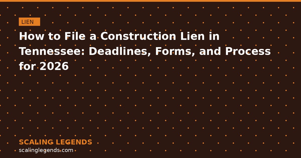 How to File a Construction Lien in Tennessee: Deadlines, Forms, and Process for 2026