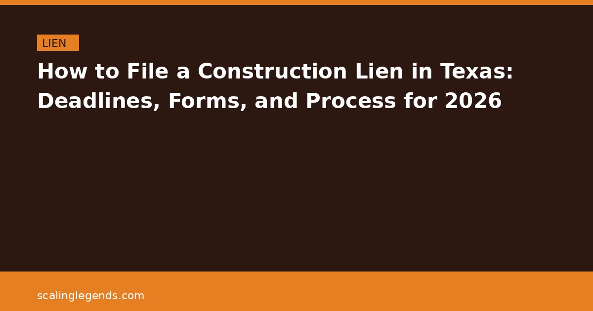 How to File a Construction Lien in Texas: Deadlines, Forms, and Process for 2026
