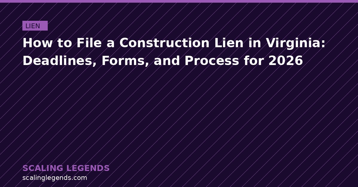 How to File a Construction Lien in Virginia: Deadlines, Forms, and Process for 2026