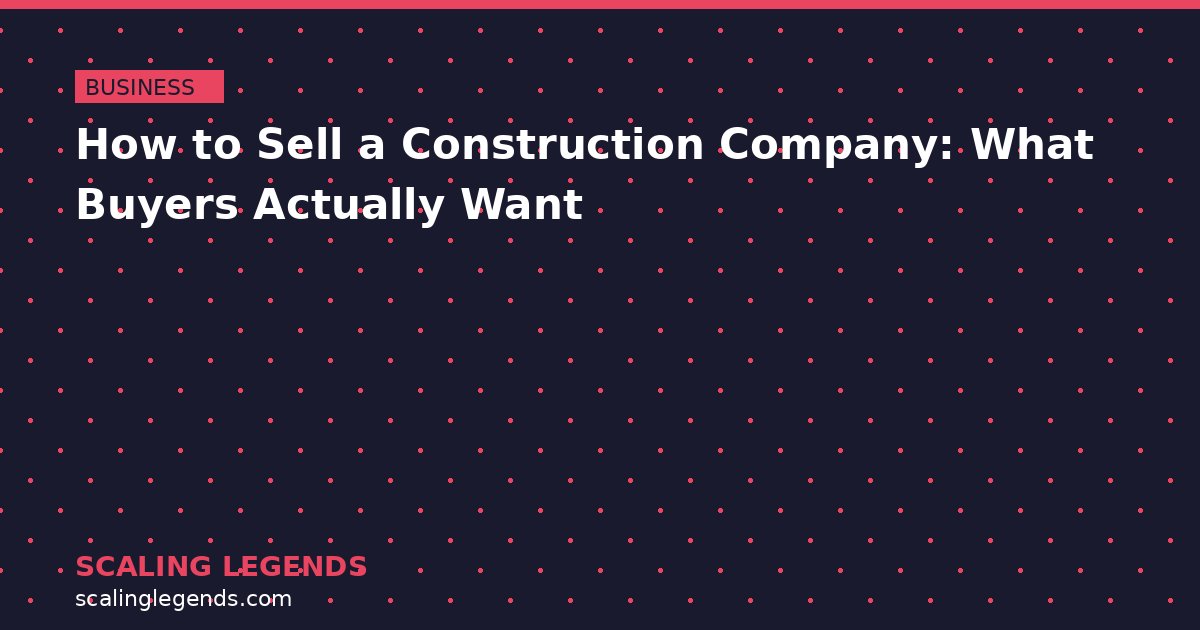 How to Sell a Construction Company: What Buyers Actually Want